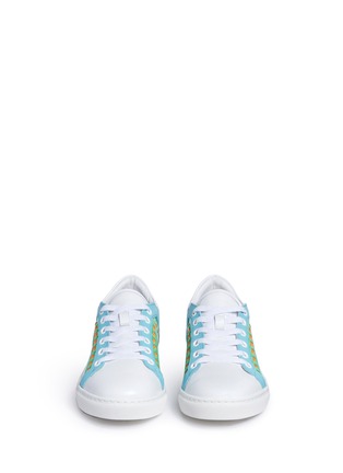 Front View - Click To Enlarge - SOPHIA WEBSTER - 'Riko' stitched trim leather sneakers