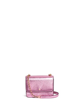 Main View - Click To Enlarge - TORY BURCH - Mini crinkled metallic leather crossbody bag