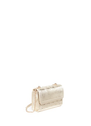 Detail View - Click To Enlarge - TORY BURCH - 'Fleming' small convertible metallic leather shoulder bag