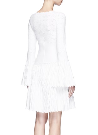 Back View - Click To Enlarge - ALAÏA - 'Trinidad' origami pleat flared knit dress