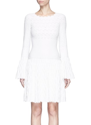 Main View - Click To Enlarge - ALAÏA - 'Trinidad' origami pleat flared knit dress