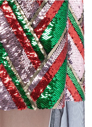 Detail View - Click To Enlarge - GUCCI - Mesh hem chevron sequin skirt