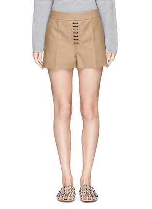 Main View - Click To Enlarge - ALEXANDER WANG - Lace-up front cotton twill shorts