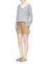 Figure View - Click To Enlarge - ALEXANDER WANG - Lace-up front cotton twill shorts