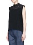 Front View - Click To Enlarge - 3.1 PHILLIP LIM - Guipure lace panel French terry sleeveless sweatshirt