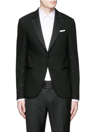 Main View - Click To Enlarge - NEIL BARRETT - Rubberised star print tuxedo blazer