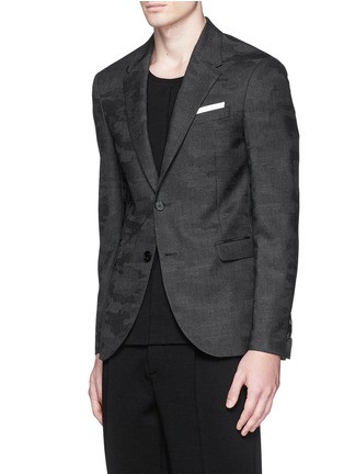 Front View - Click To Enlarge - NEIL BARRETT - Camouflage jacquard slim fit wool blazer