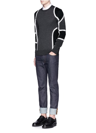 Figure View - Click To Enlarge - NEIL BARRETT - Biker ribbing Merino wool sweater