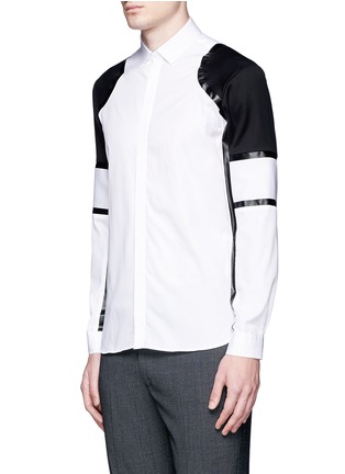 Front View - Click To Enlarge - NEIL BARRETT - Biker panel cotton poplin shirt