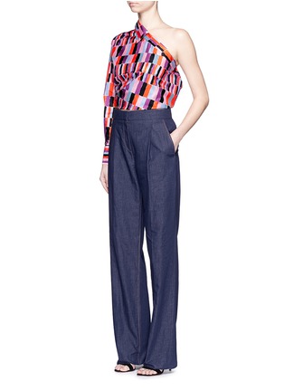 Figure View - Click To Enlarge - EMILIO PUCCI - Pleat front chambray wide leg pants