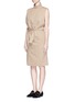 Figure View - Click To Enlarge - EMILIO PUCCI - High neck cotton-linen gabardine dress
