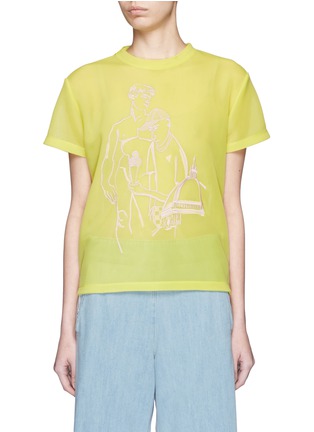 Main View - Click To Enlarge - EMILIO PUCCI - Tourist embroidery double organza T-shirt