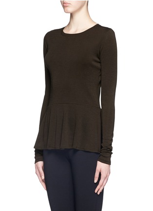 Front View - Click To Enlarge - THEORY - 'Malydie K' Merino wool knit peplum top