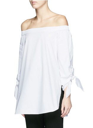 Front View - Click To Enlarge - TIBI - Off-shoulder satin poplin tunic