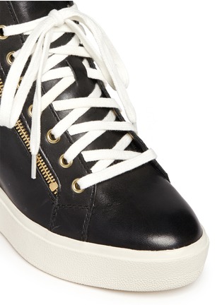 Detail View - Click To Enlarge - ASH - 'Atomic' holographic collar leather wedge sneakers