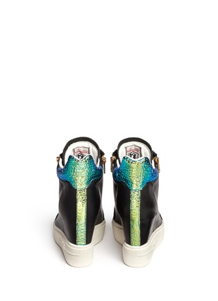 Back View - Click To Enlarge - ASH - 'Atomic' holographic collar leather wedge sneakers