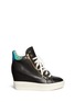 Main View - Click To Enlarge - ASH - 'Atomic' holographic collar leather wedge sneakers