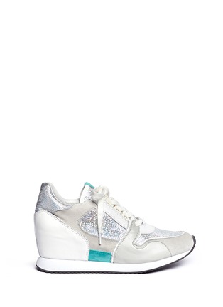 Main View - Click To Enlarge - ASH - 'Dean' glitter suede wedge sneakers
