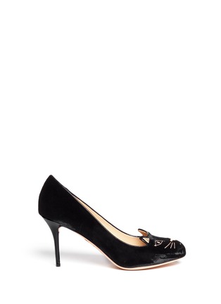 Main View - Click To Enlarge - CHARLOTTE OLYMPIA - Kitty velvet pumps