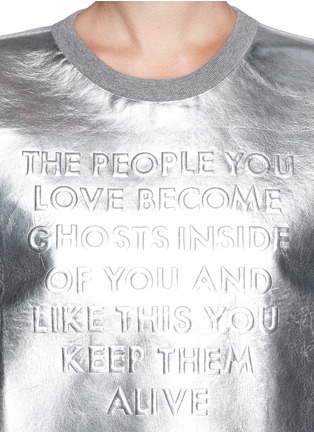 Detail View - Click To Enlarge - EACH X OTHER - Poem embossed metallic leather front sweatshirt