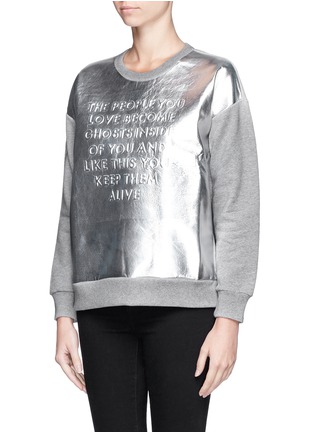 Front View - Click To Enlarge - EACH X OTHER - Poem embossed metallic leather front sweatshirt