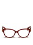 Main View - Click To Enlarge - ALEXANDER MCQUEEN - Sunray skull squared cat-eye plastic optical glasses