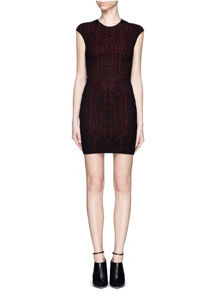 Main View - Click To Enlarge - RVN - 'Tron' lace jacquard body-con dress