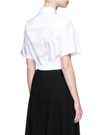 Back View - Click To Enlarge - T BY ALEXANDER WANG - Twist front cropped short sleeve shirt
