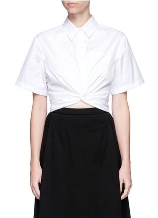 Main View - Click To Enlarge - T BY ALEXANDER WANG - Twist front cropped short sleeve shirt