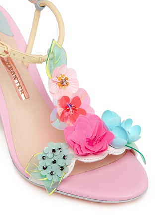 Detail View - Click To Enlarge - SOPHIA WEBSTER - 'Lilico' sequin floral T-bar leather sandals