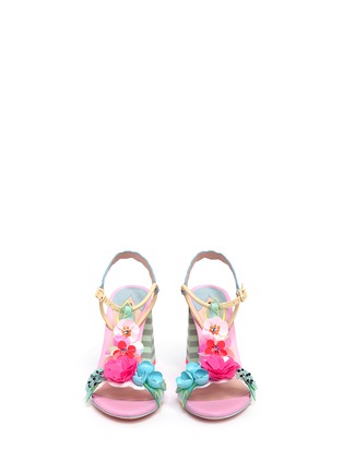Front View - Click To Enlarge - SOPHIA WEBSTER - 'Lilico' sequin floral T-bar leather sandals