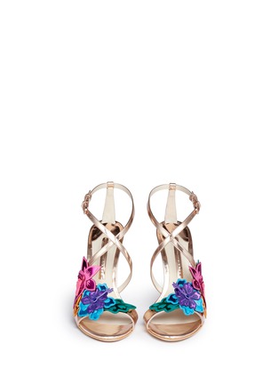 Front View - Click To Enlarge - SOPHIA WEBSTER - 'Hula' flower embellished mirror leather sandals