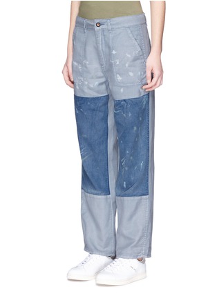 Front View - Click To Enlarge - DENHAM - 'Bonnie' patchwork linen-cotton pants