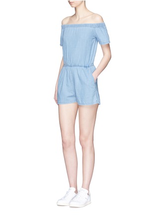 Figure View - Click To Enlarge - 3X1 - 'Clark' chambray off-shoulder rompers