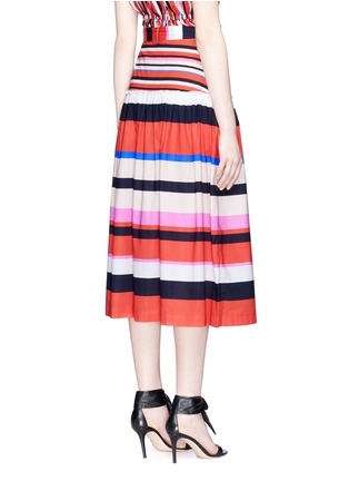 Back View - Click To Enlarge - 72723 - Belted stripe cotton midi skirt