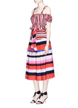 Figure View - Click To Enlarge - 72723 - Belted stripe cotton midi skirt