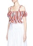 Front View - Click To Enlarge - 72723 - 'Rosie' amalfi stripe cropped cold shoulder top