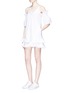Figure View - Click To Enlarge - 72723 - Ruffle cold shoulder cotton poplin dress