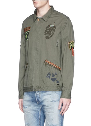 Front View - Click To Enlarge - SCOTCH & SODA - 'Worked-Out' army badge shirt jacket