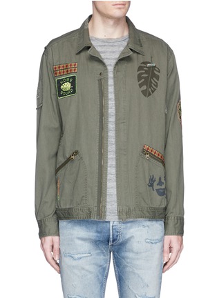 Main View - Click To Enlarge - SCOTCH & SODA - 'Worked-Out' army badge shirt jacket