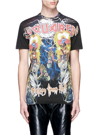 Main View - Click To Enlarge - 71465 - 'Sisters from Hell' crackled print T-shirt