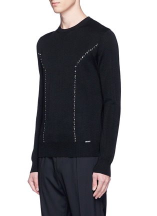 Front View - Click To Enlarge - 71465 - Stud and gem embellished wool sweater