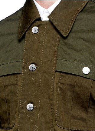 Detail View - Click To Enlarge - 71465 - Leather sleeve twill jacket