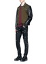 Figure View - Click To Enlarge - 71465 - Leather sleeve twill jacket