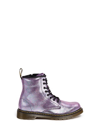 Main View - Click To Enlarge - DR. MARTENS - 'Delaney' metallic oil slick leather kids boots