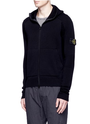 Detail View - Click To Enlarge - STONE ISLAND - Logo patch hooded wool jacket