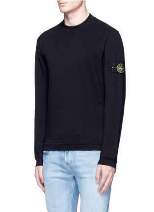 Front View - Click To Enlarge - STONE ISLAND - Logo patch cotton French terry sweatshirt