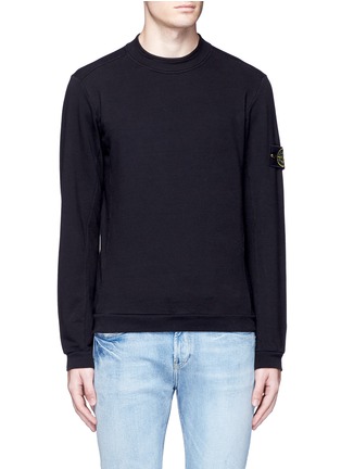 Main View - Click To Enlarge - STONE ISLAND - Logo patch cotton French terry sweatshirt