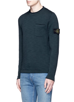 Front View - Click To Enlarge - STONE ISLAND - Logo patch wool sweater