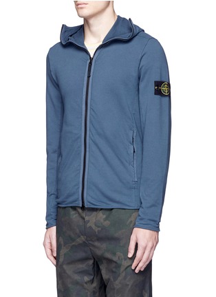 Front View - Click To Enlarge - STONE ISLAND - Logo patch cotton zip hoodie